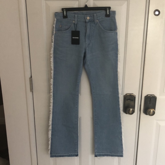 Skins Fringe Denim Pants Indigo